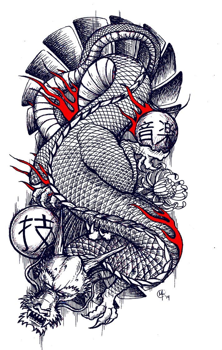 Traditional Dragon Tattoo Design - HD Wallpaper 