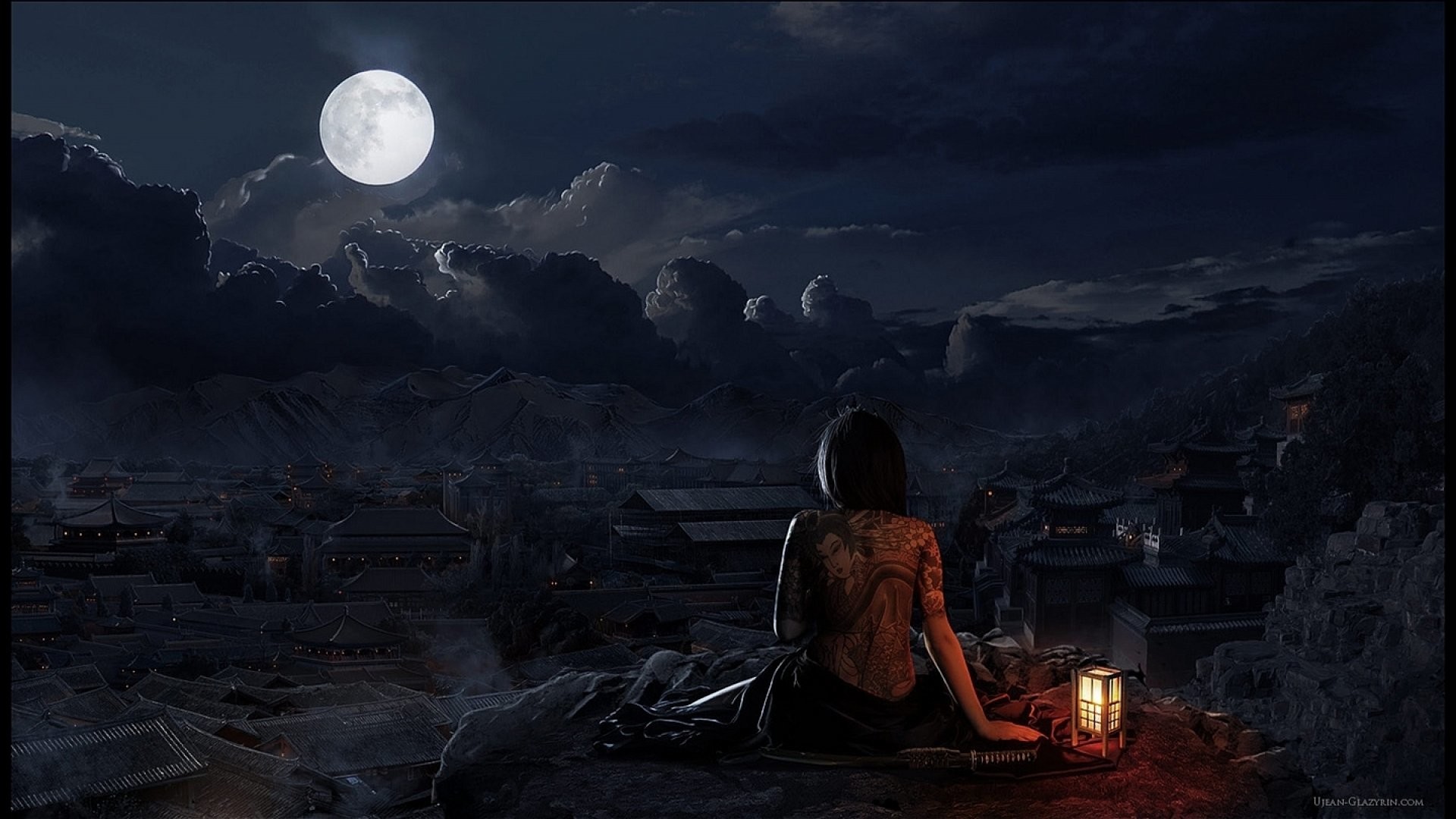 Fantasy Wallpapers, Girls,fantasy, Girl, Artistic, - Japan Moon - HD Wallpaper 