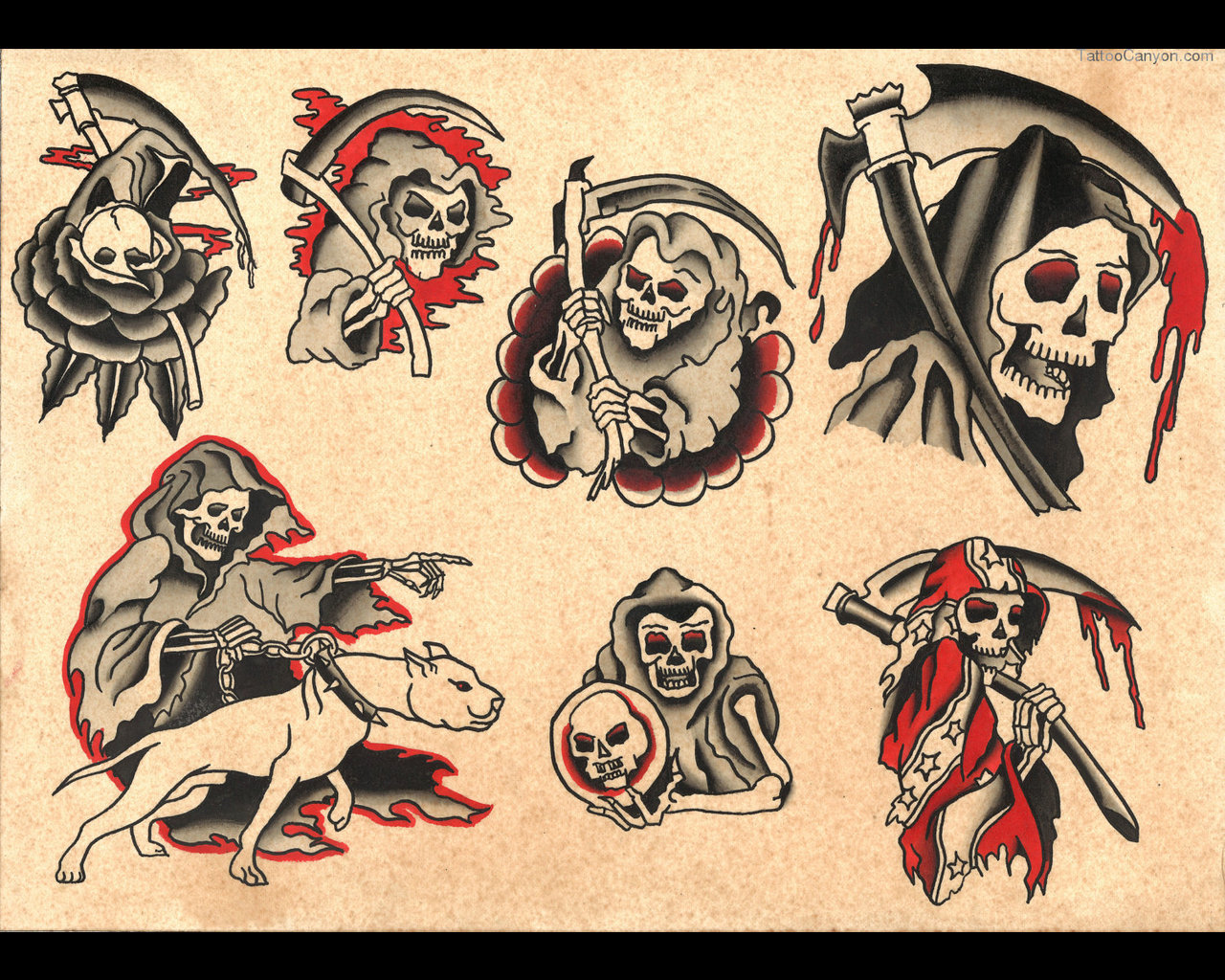 Traditional Style Traditional Grim Reaper Tattoo - 1280x1024 Wallpaper -  