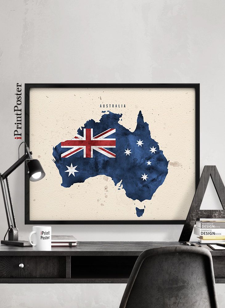 Australia Map Poster Flag - HD Wallpaper 