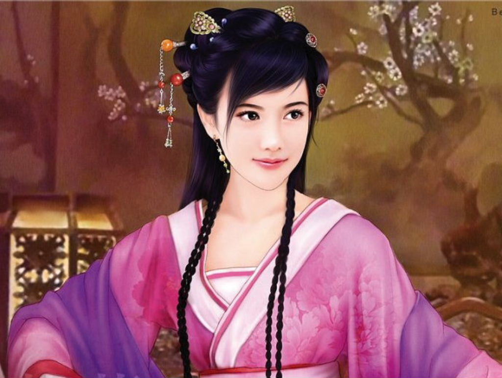 Ancient Chinese Girl Painting - HD Wallpaper 