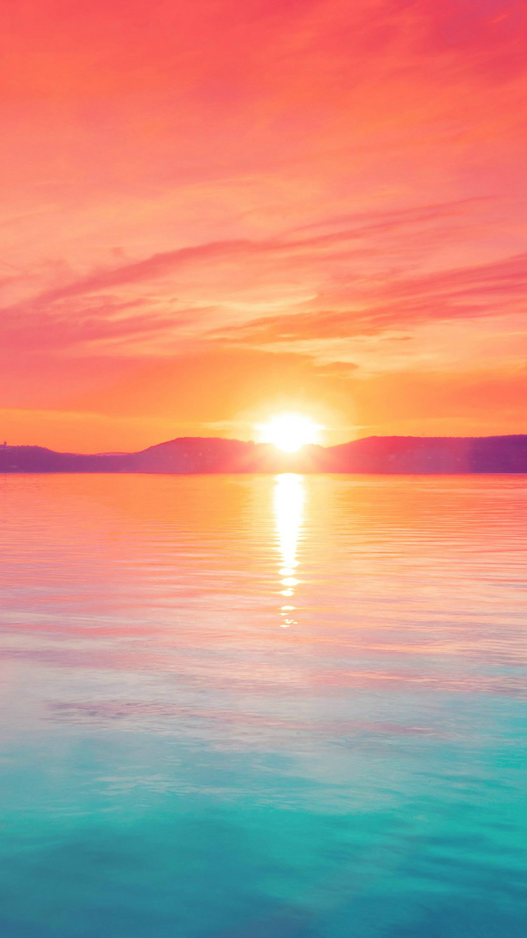 Sunset Night Lake Water Sky Red Flare Iphone 6 Wallpaper - Nice Wallpaper For Phone - HD Wallpaper 