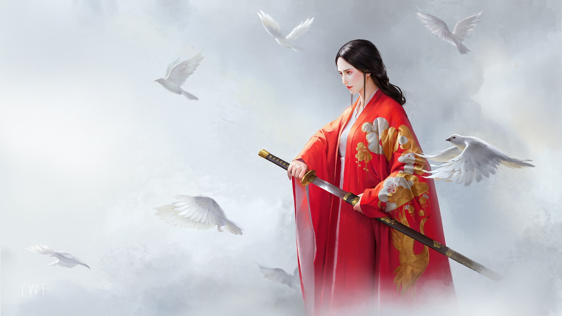 Kimono Japanese Fantasy Art - HD Wallpaper 