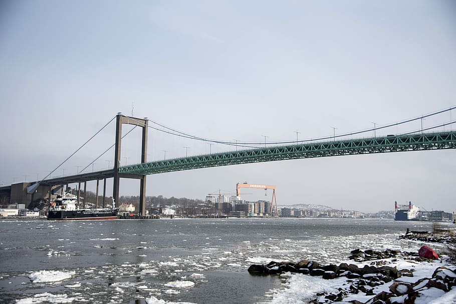 Bro, Water, Transport, Suspension Bridge, City, Gothenburg, - Älvsborg Bridge - HD Wallpaper 