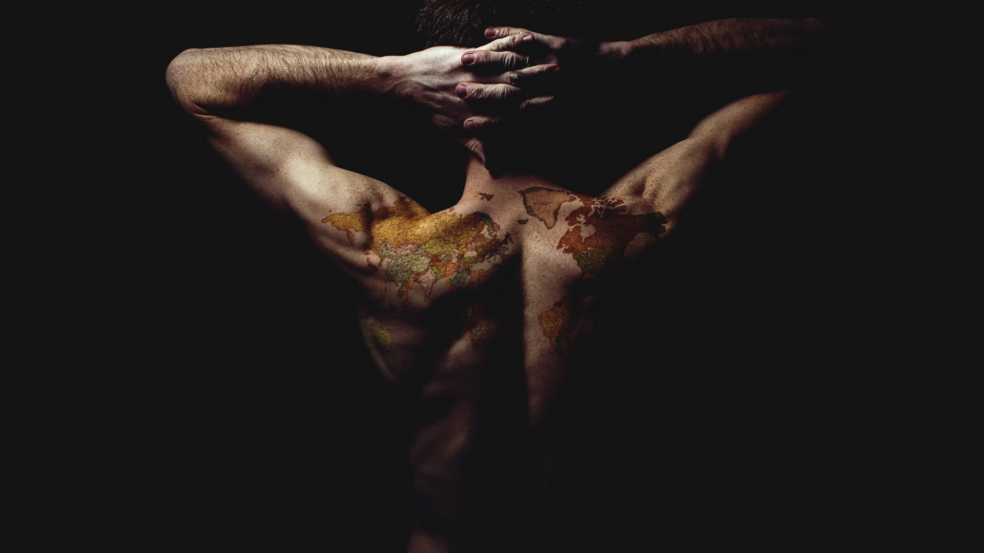 Men One Nude Adult Man Art Sculpture Portrait Strength - Darkness - HD Wallpaper 