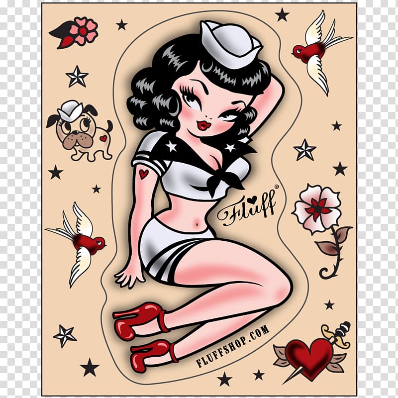 Pin-up Girl Drawing Rockabilly , Old School Tattoo - Pin Up Girl Tattoo Old School - HD Wallpaper 