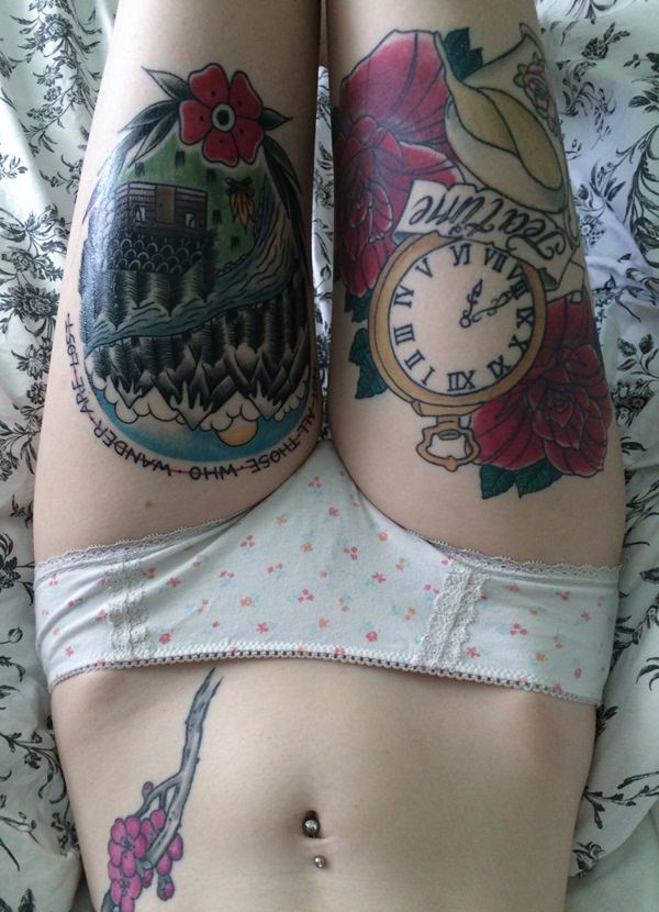 Sexy Tattoo Wallpaper - Thigh Tattoo - HD Wallpaper 