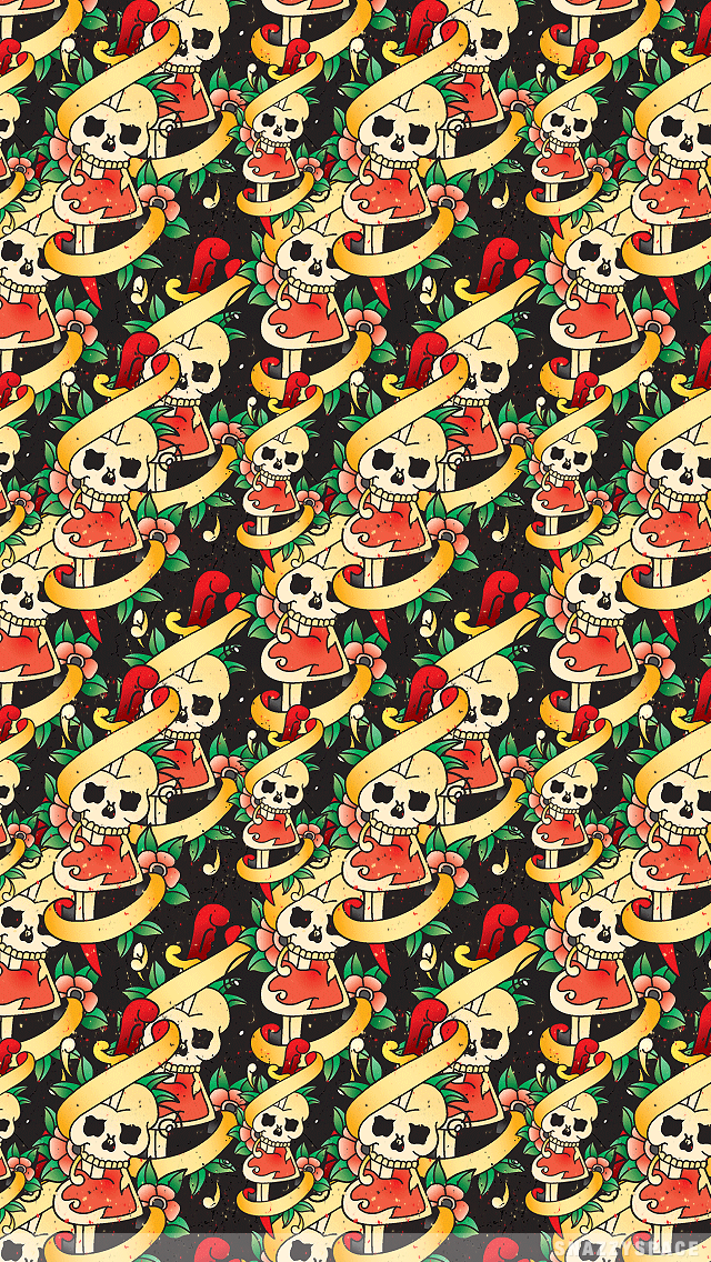 Skull Pattern Wallpaper Hd Iphone - HD Wallpaper 