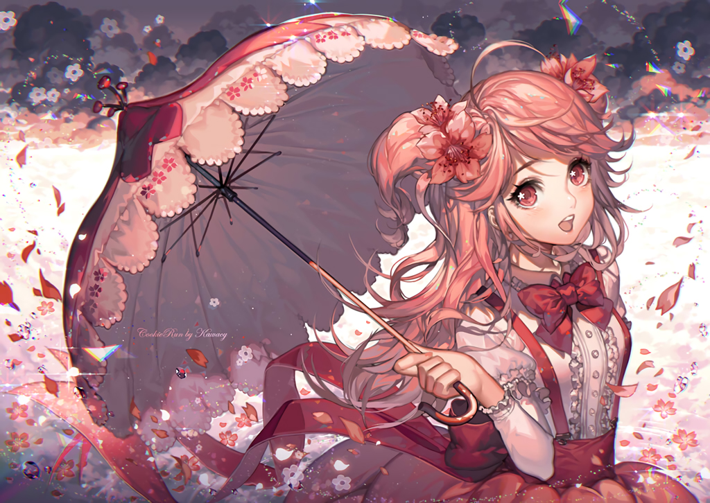 Bow Cherry Blossom Cookie Cookie Run Flowers Kawacy - Cookie Run Fanart Kawacy - HD Wallpaper 