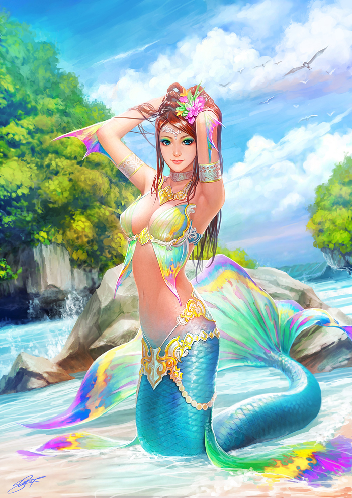 Mermaid, Fantasy, And Anime Image - Beautiful Mermaid Anime Girl - HD Wallpaper 