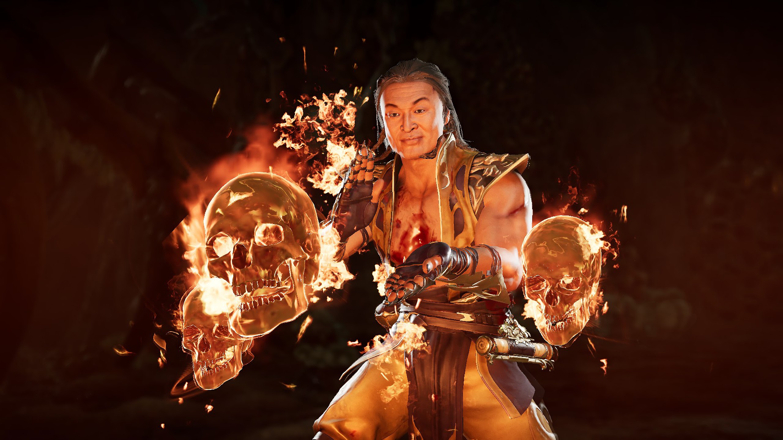 Shang Tsung, Burning Skull, Mortal Kombat 11, 4k, - Mortal Kombat 11 Shang Tsung Skulls - HD Wallpaper 