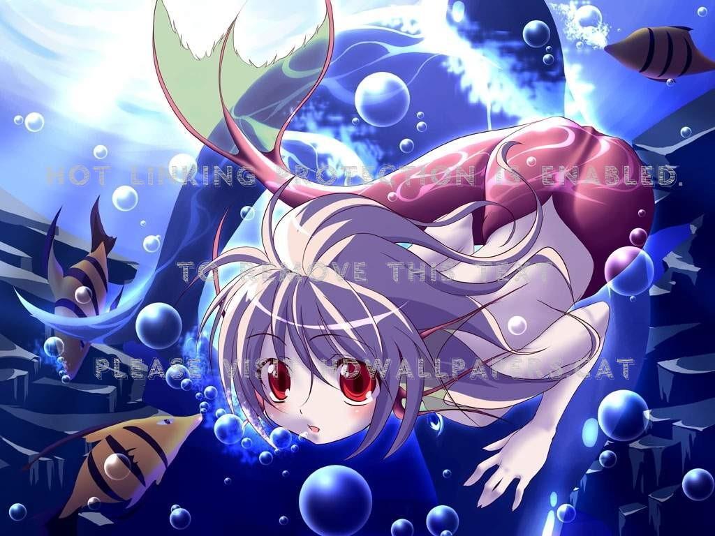 Mermaid Water Cute Swim - Anime Mermaid - HD Wallpaper 