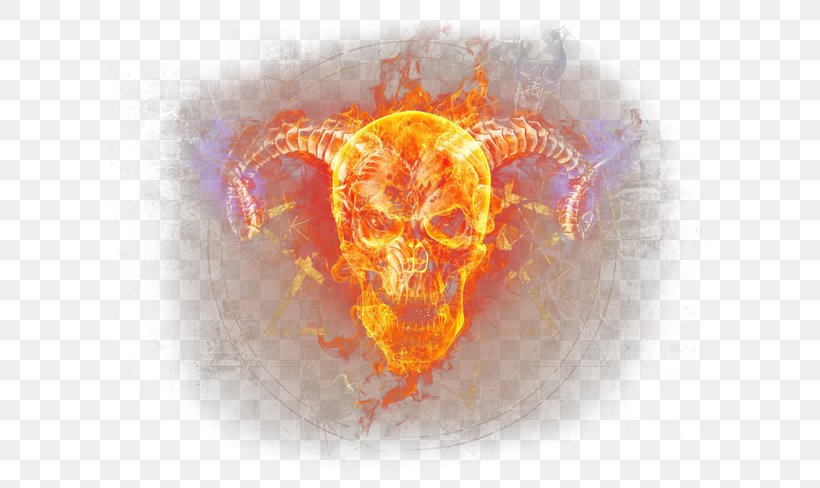 Flame Fire Skull Desktop Wallpaper, Png, 600x488px, - HD Wallpaper 