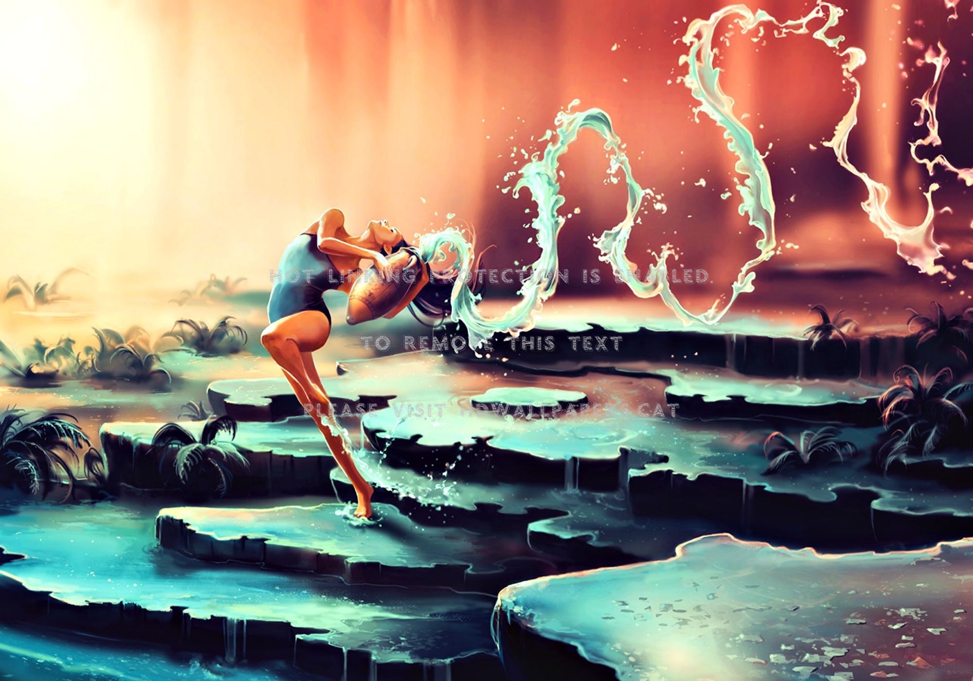 Dancing Zodiac Aquarius Girl Water Art Blue - Cyril Rolando Dancing Zodiac - HD Wallpaper 