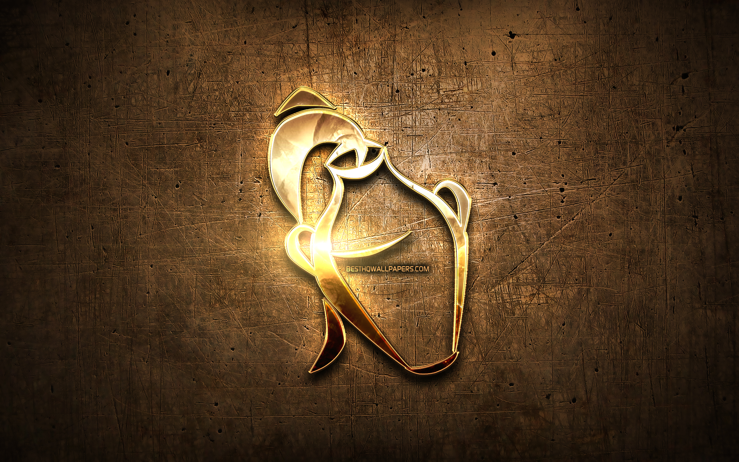 Aquarius Golden Sign, Metal Background, Creative Art, - Still Life Photography - HD Wallpaper 