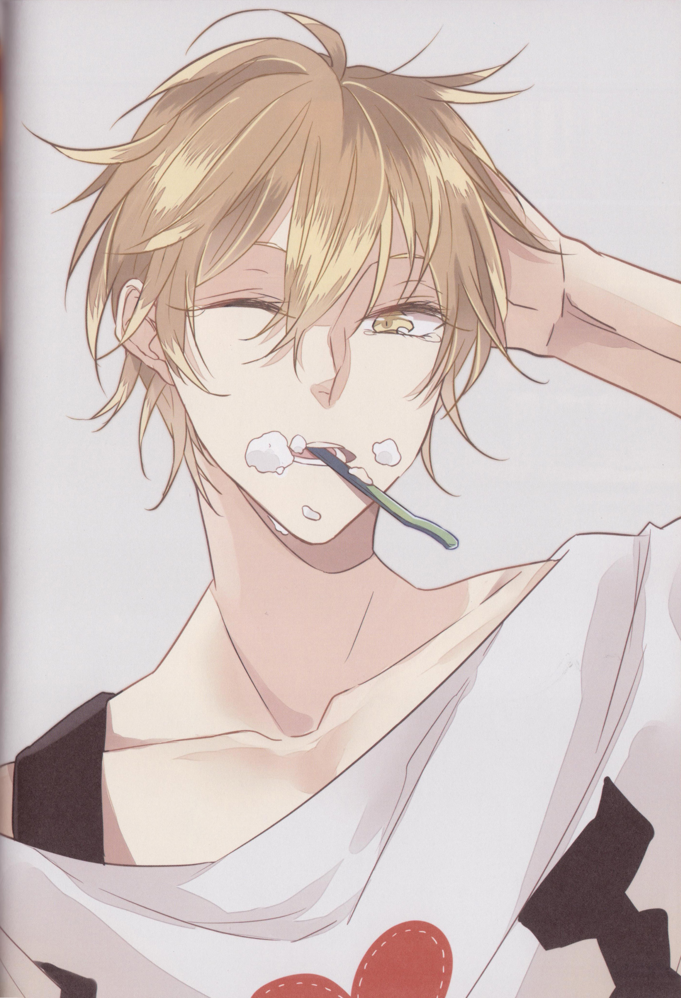 Anime Boy Brushing Teeth - HD Wallpaper 