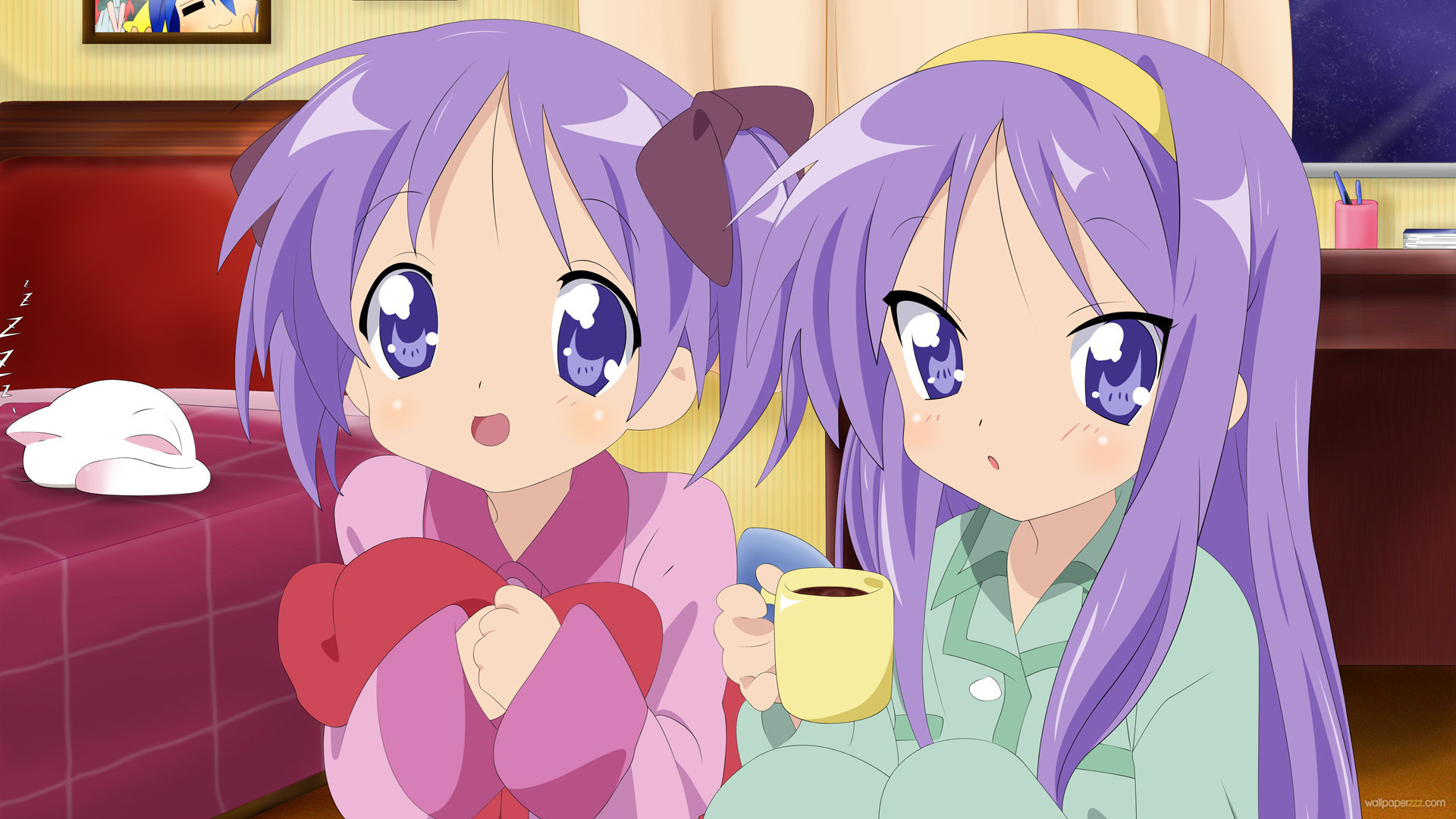 Lucky Star Download Wallpaper - Tsukasa And Kagami Hiiragi - HD Wallpaper 