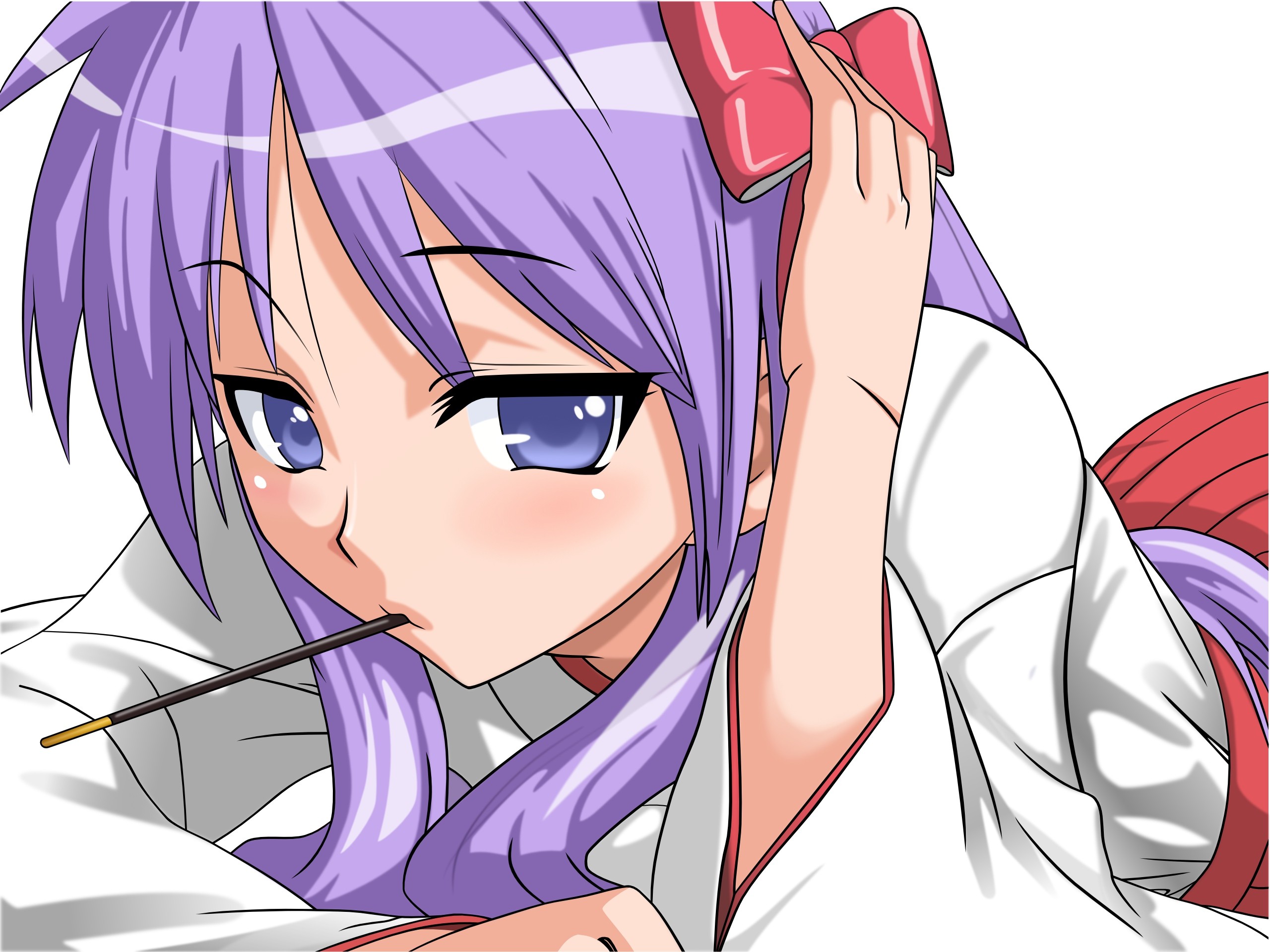 Close Hiiragi Kagami Japanese Clothes Lucky Star Miko - Lucky Star Kagami Fanart - HD Wallpaper 