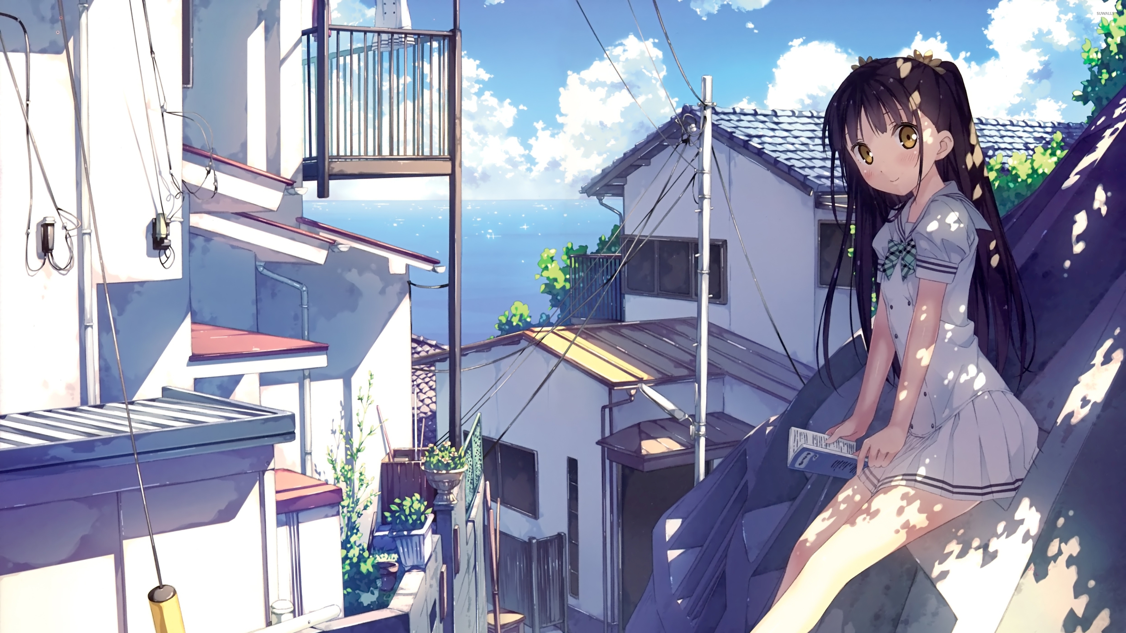 Anime Girl Reading A Book - 3840x2160 Wallpaper 