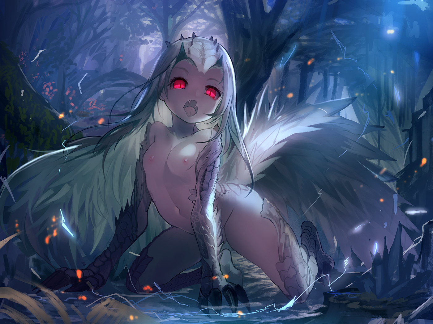 Anthropomorphism Breasts Fang Forest Fuyouchu Horns - Monster Hunter World Nude - HD Wallpaper 