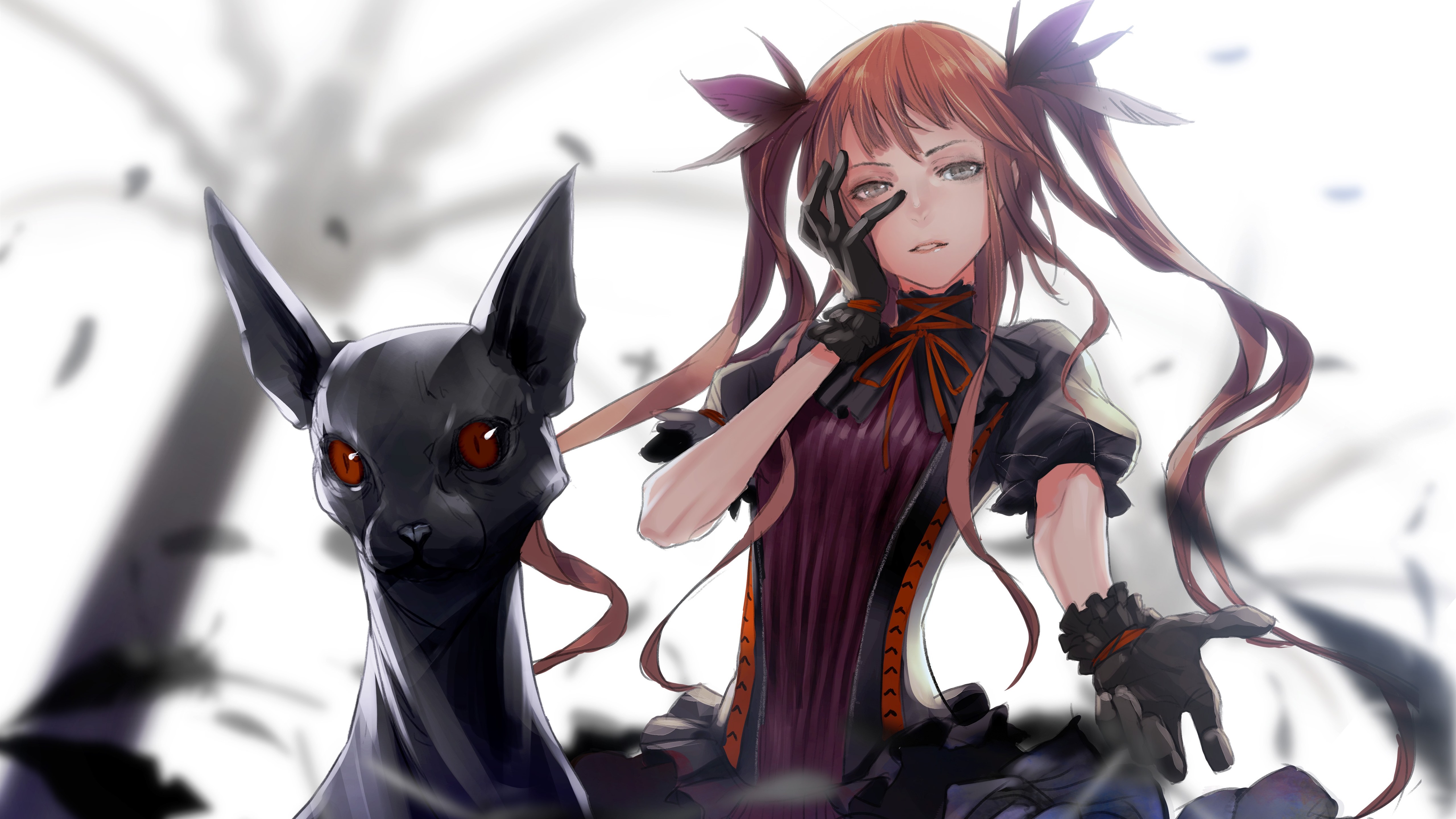 Wallpaper Anime Girl And Cat - Clip Studio Paint Painting - HD Wallpaper 
