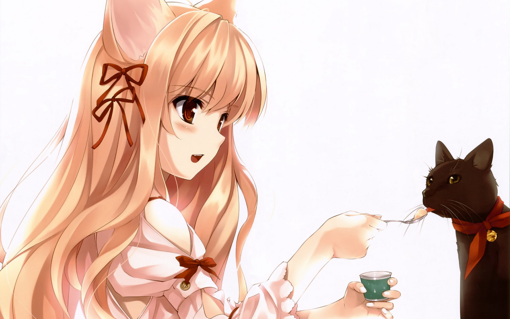 Anime Girls With Pets - HD Wallpaper 