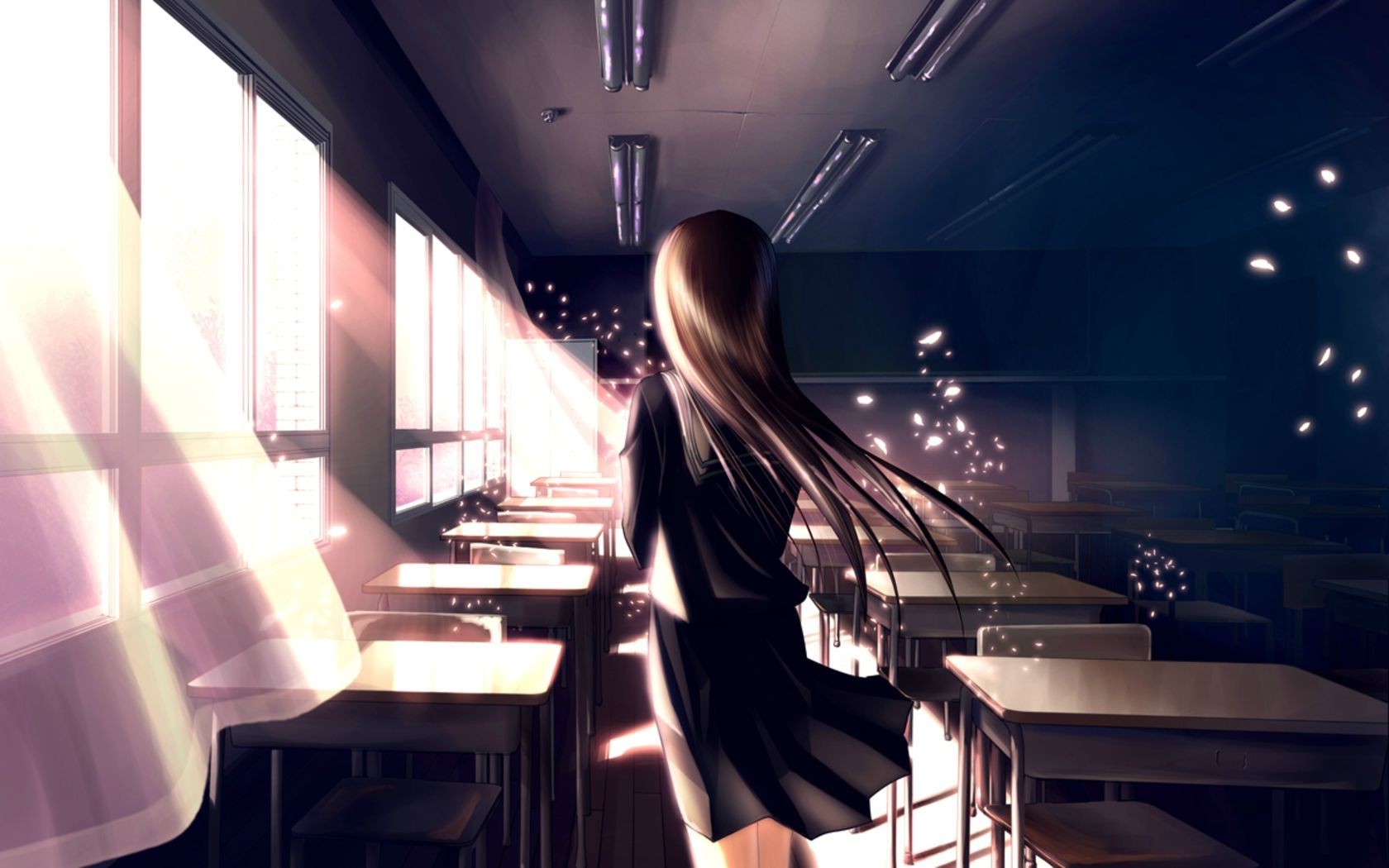 Anime Girl Wallpaper In School - HD Wallpaper 