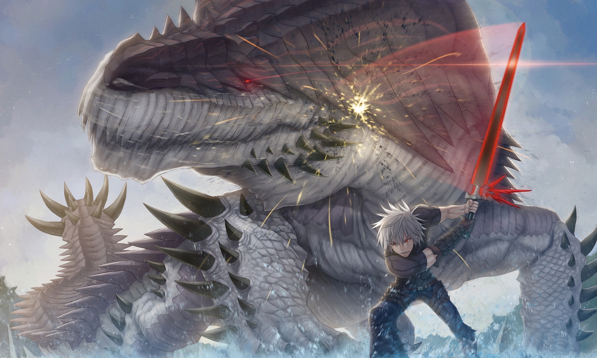 Anime Boy White Hair And Sword 19x1152 Wallpaper Teahub Io