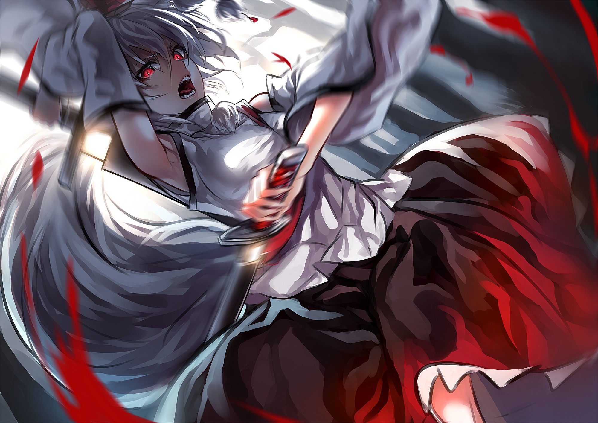 Fighter Anime Girls With White Hair - HD Wallpaper 