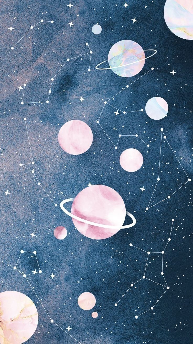 Wallpaper, Planets, And Background Image - Pastel Aesthetic Backgrounds Space - HD Wallpaper 