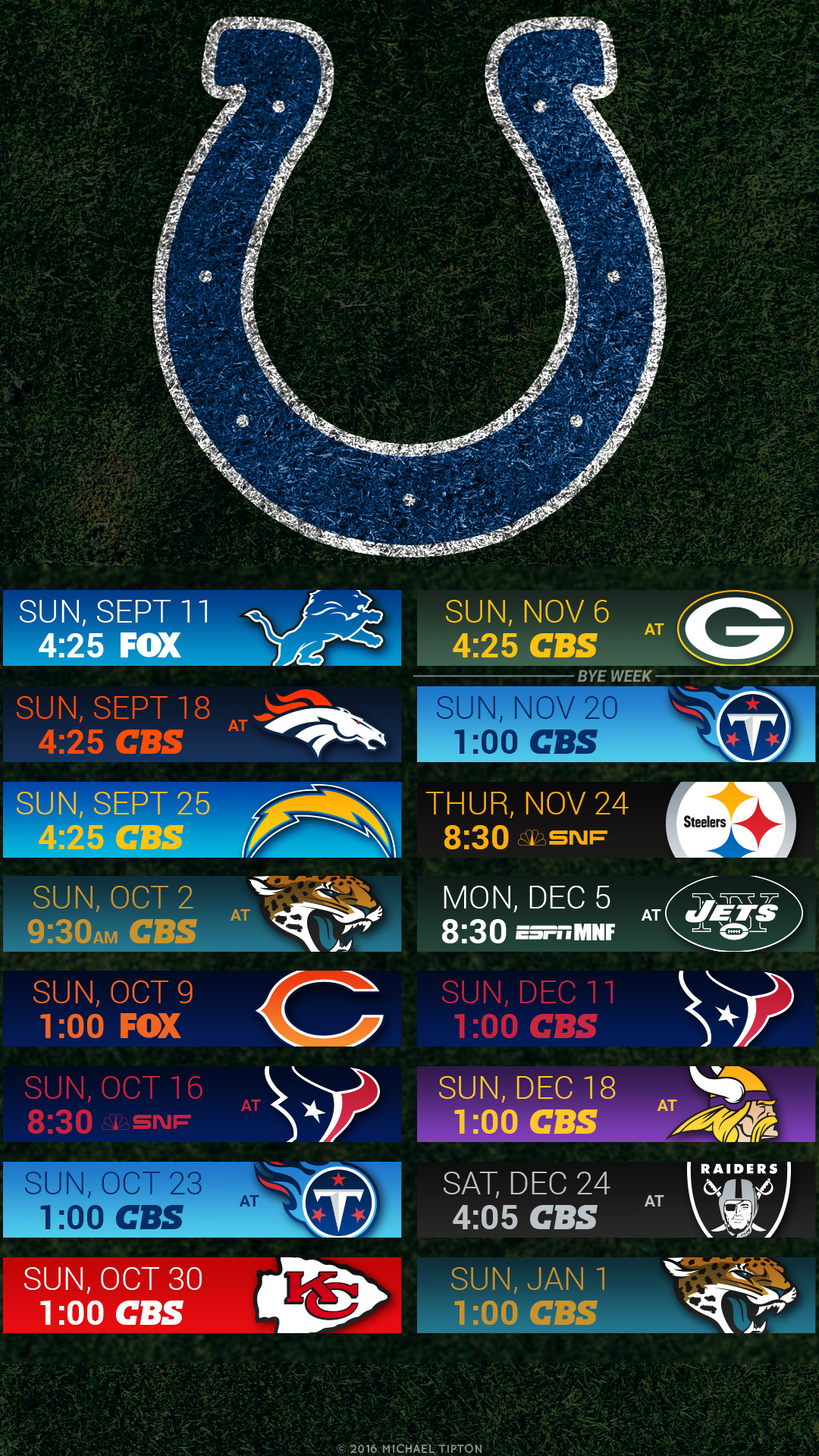 Nfl 2016 Indianapolis Colts Iphone Android Turf Schedule - Nfl Indianapolis Colts Schedule 2019 - HD Wallpaper 
