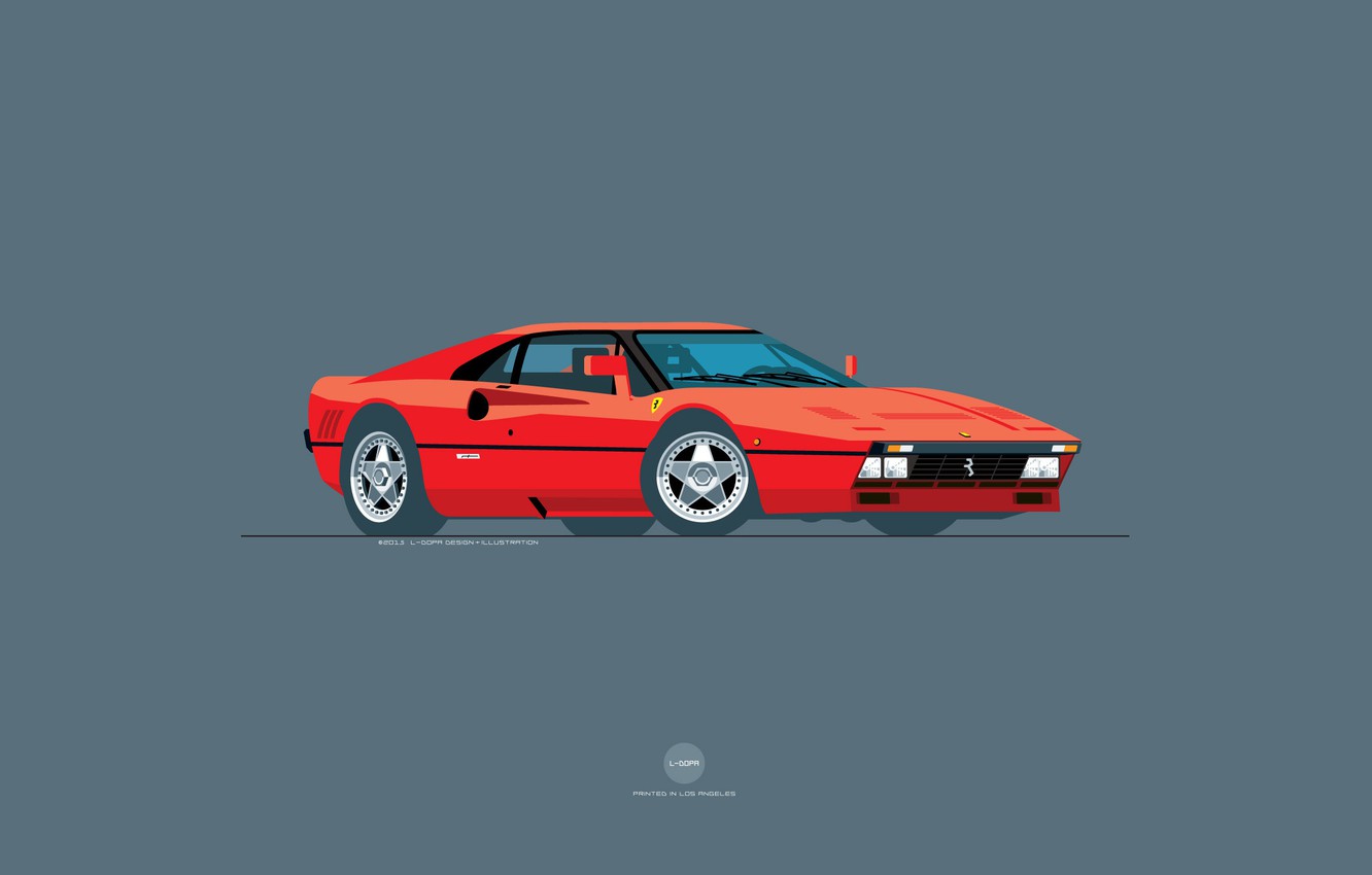 Photo Wallpaper Red, Auto, Machine, Ferrari, Art, Supercar, - Vintage Ferrari Illustration - HD Wallpaper 