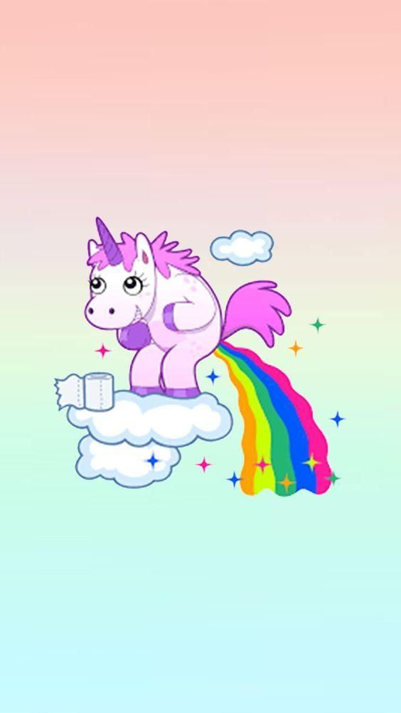 Cute Unicorn Pooping Rainbows - HD Wallpaper 