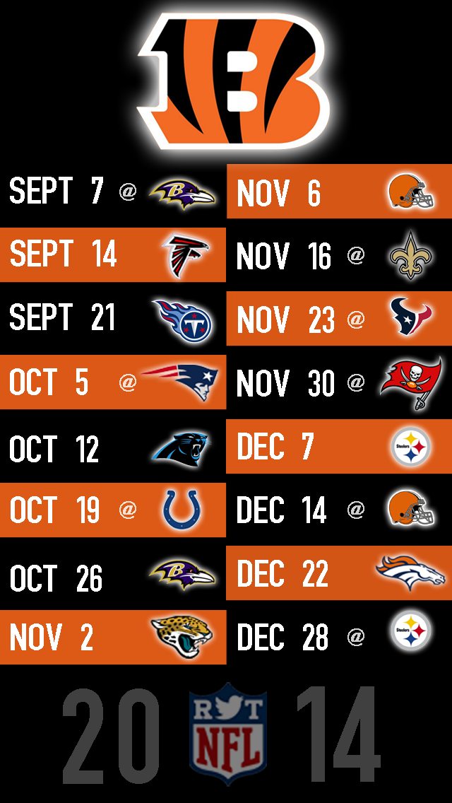 Bengals Iphone Nfl Wallpaper Pic Hwb13760 - Cincinnati Bengals Schedule Screensaver - HD Wallpaper 