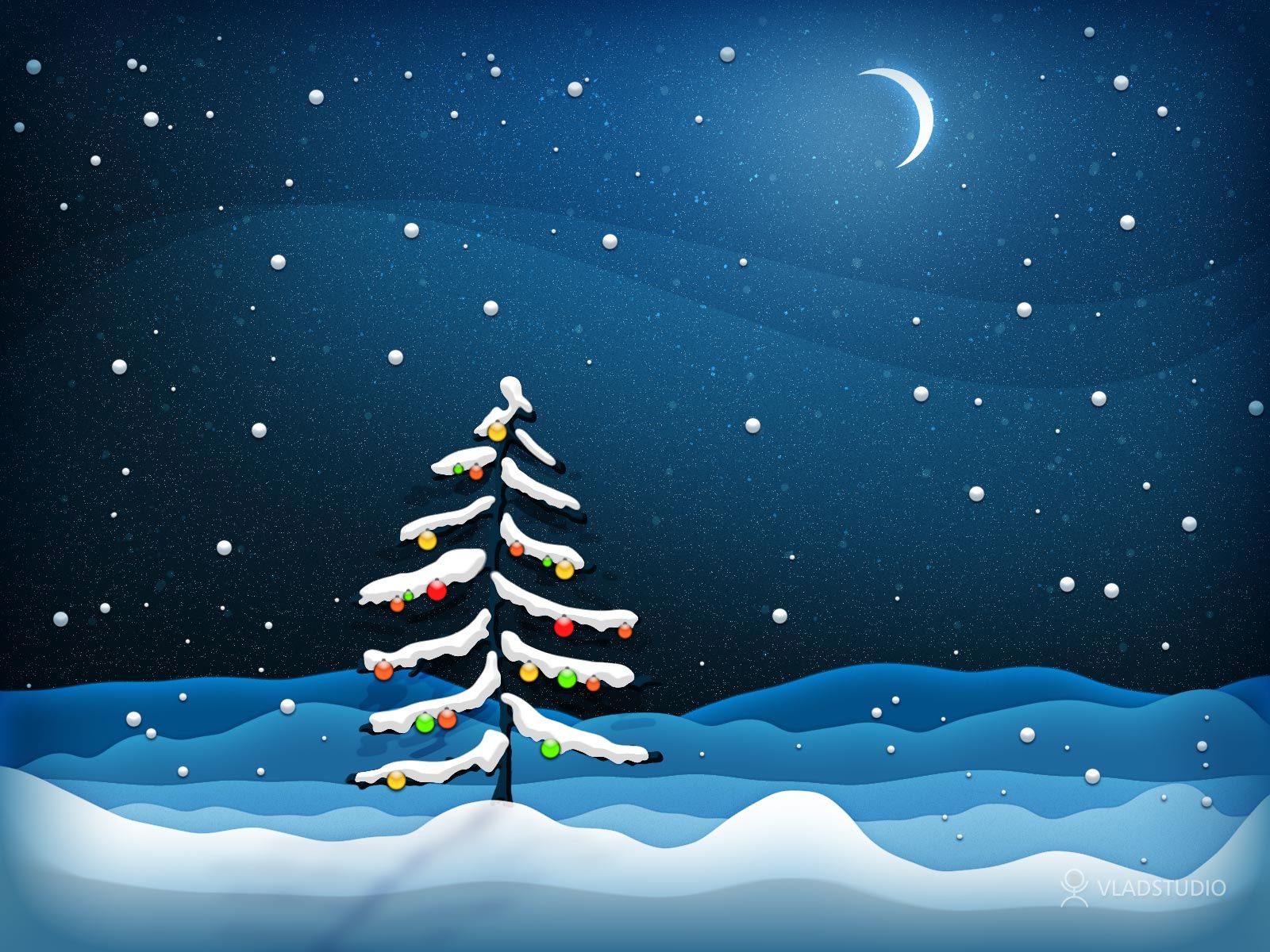 Christmas Tree Night Christian Wallpaper Free Download - Cartoon Winter Night Background - HD Wallpaper 