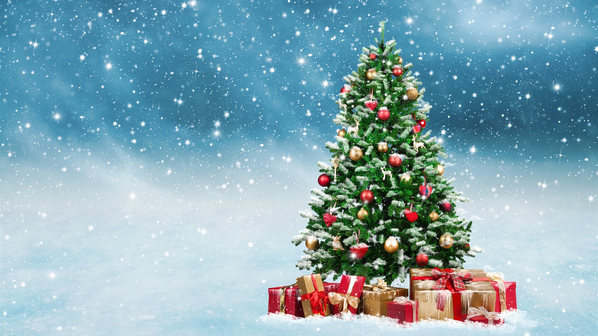 Christmas Tree With Gifts Hd - HD Wallpaper 