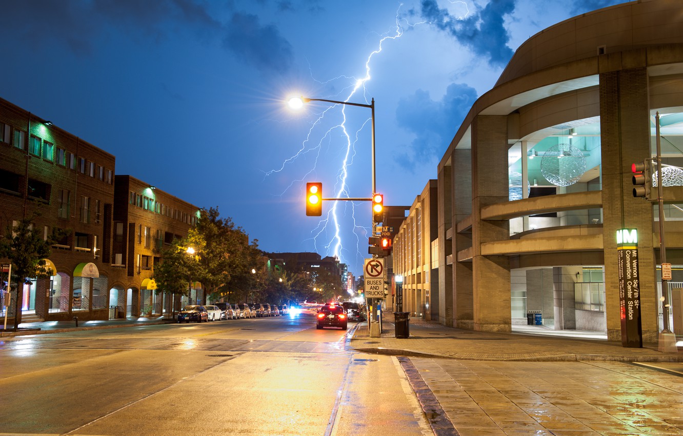 Photo Wallpaper City, The City, Usa, Washington Dc - Lightning Wallpaper Hd Street - HD Wallpaper 