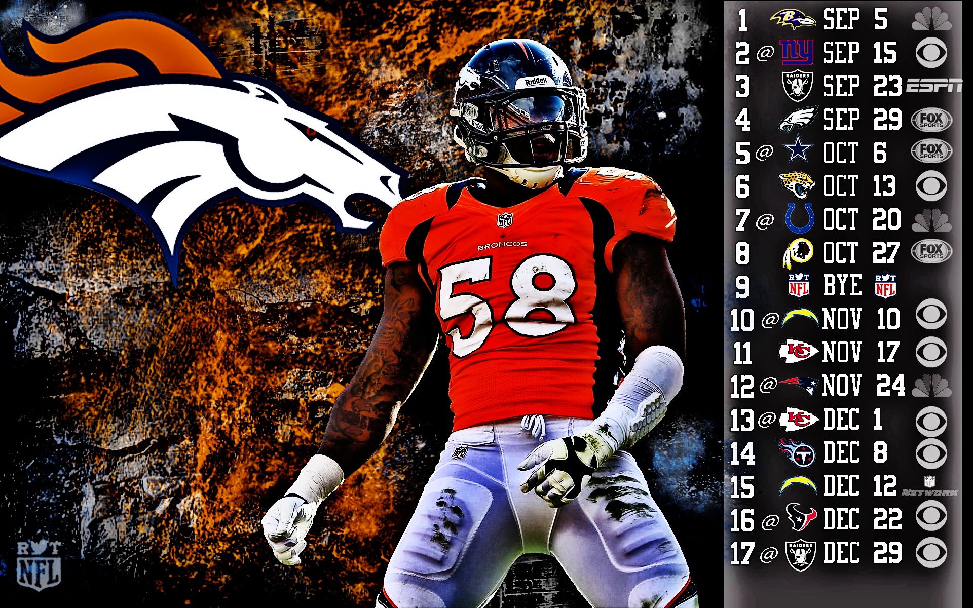 Denver Broncos Logo, Miller Wallpapers - Football Wallpaper Denver Broncos - HD Wallpaper 