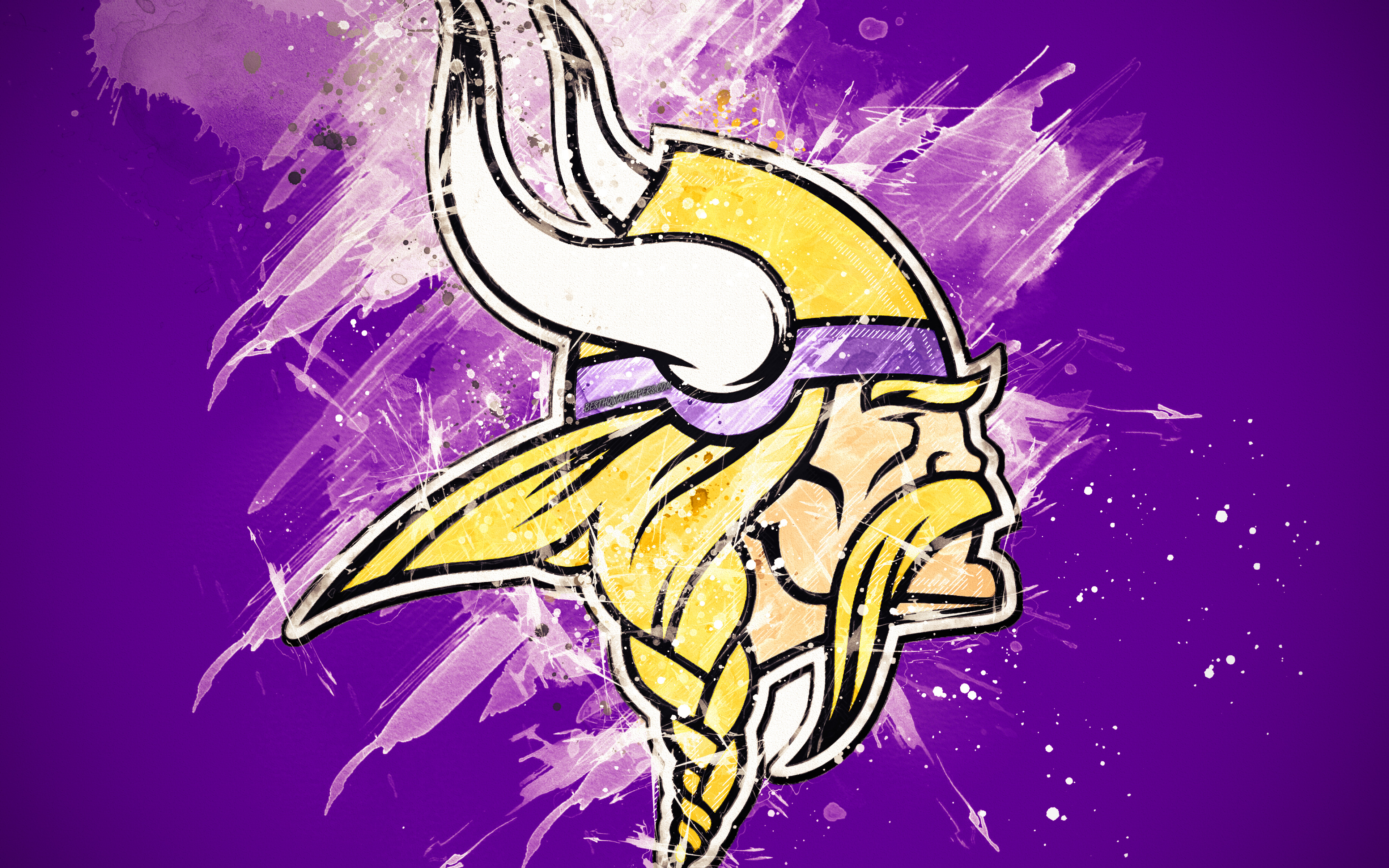 Minnesota Vikings, 4k, Logo, Grunge Art, American Football - Vikings Minnesota - HD Wallpaper 