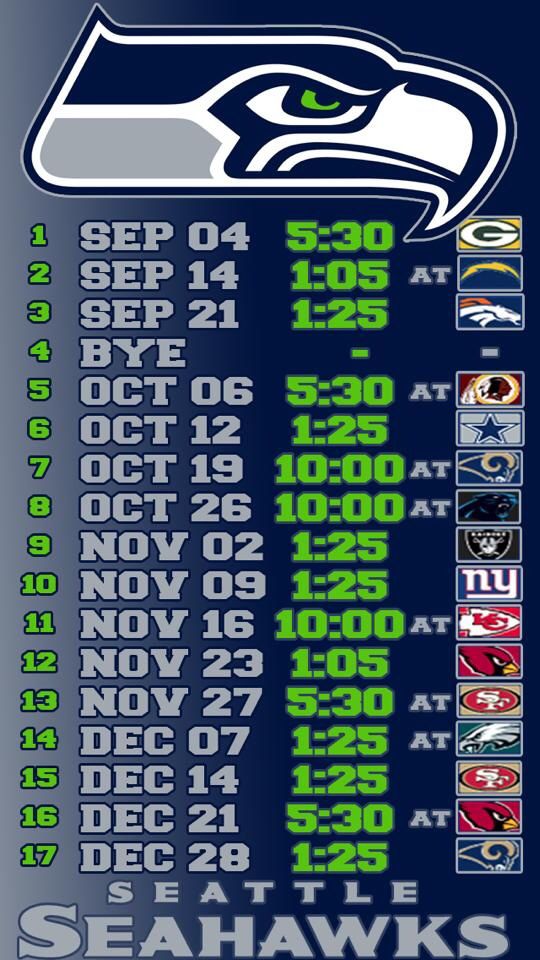 Seahawks Schedule 2017 2018 - HD Wallpaper 