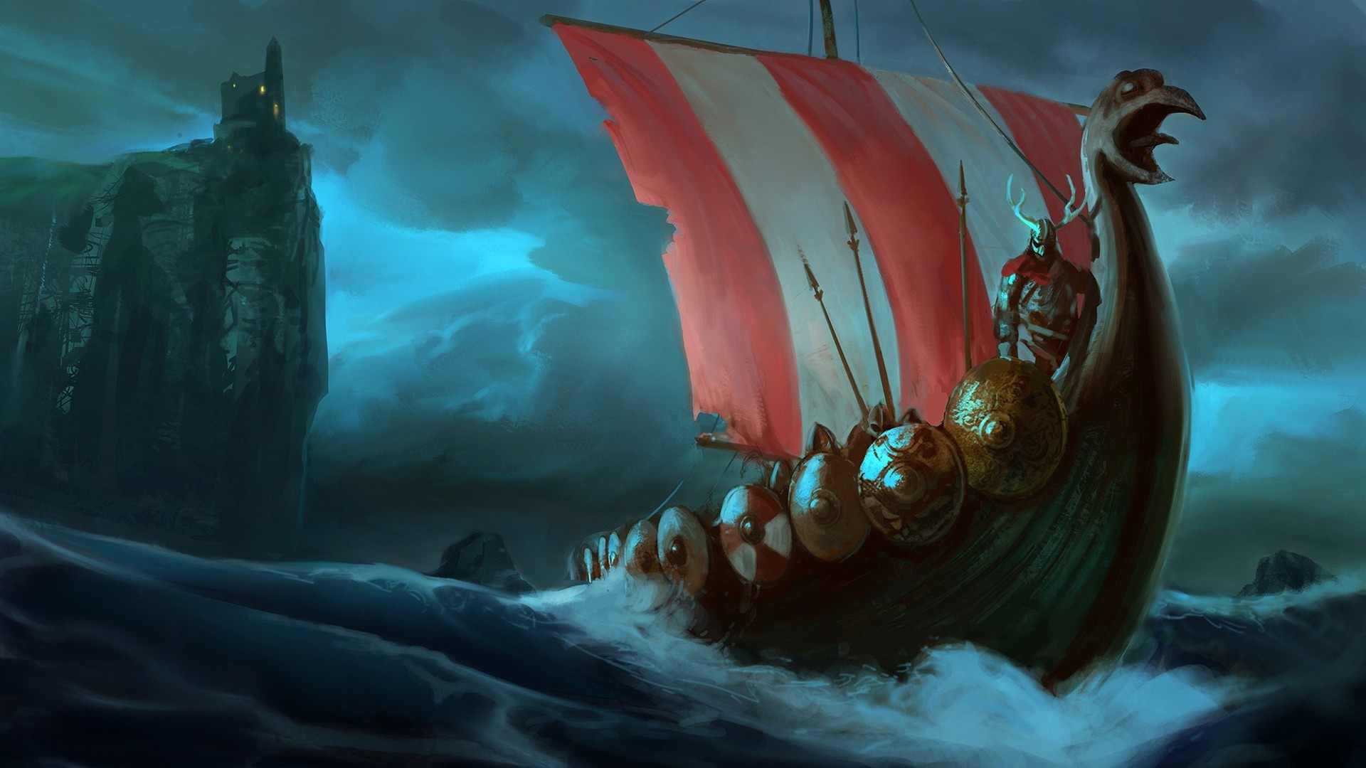 1920x1080, Viking Boat Wallpaper - Viking Ship Art - HD Wallpaper 