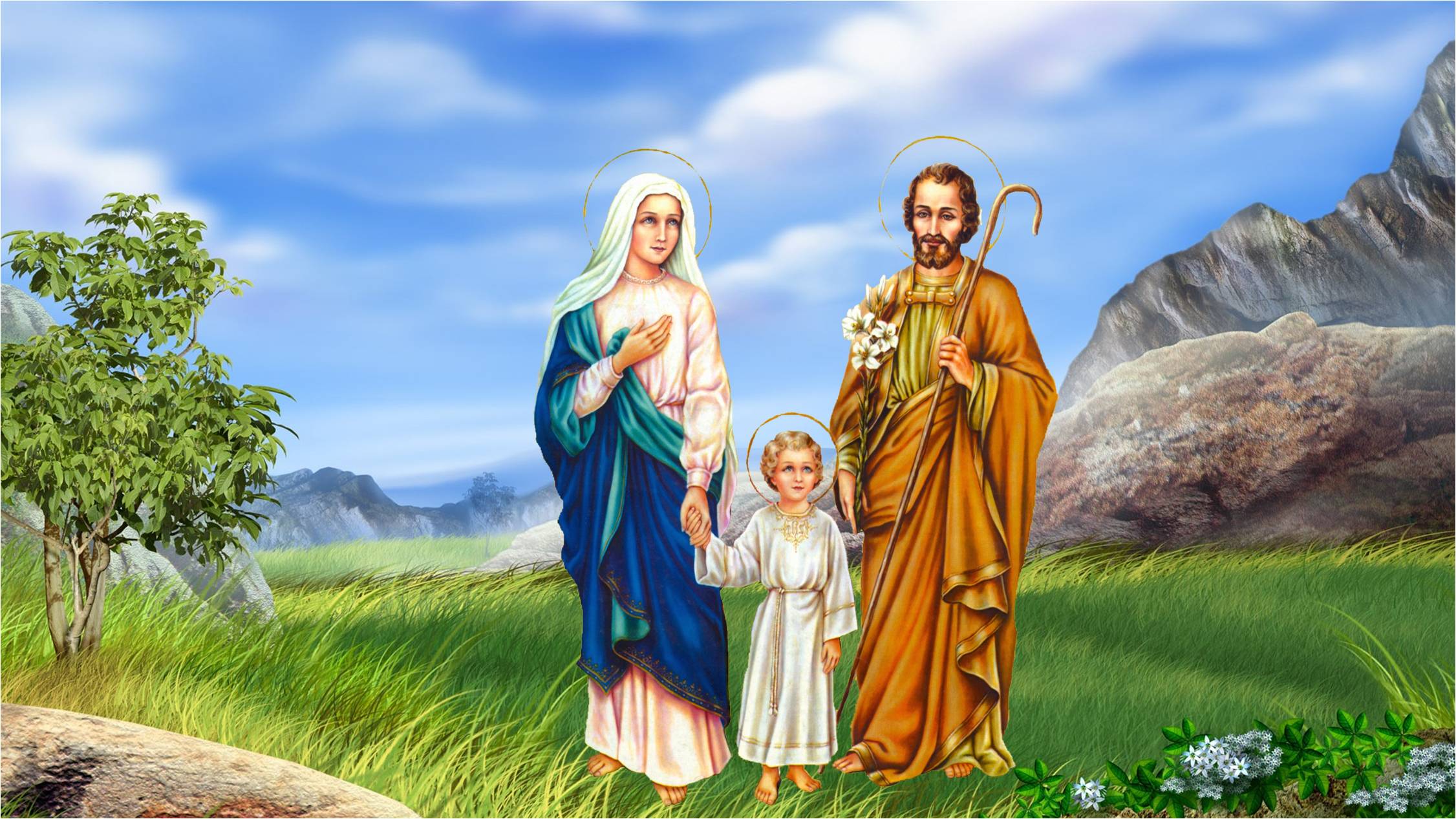 Catholic Pictures Of The Holy Family - Hd Wallpaper Holy Family - 2252x1267  Wallpaper 