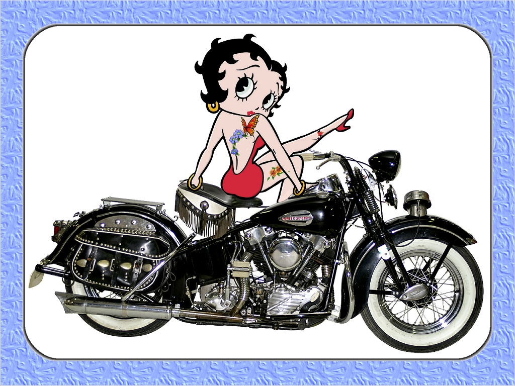 Betty Boop Sitting On Bike Grey Ink Tattoo Design - Betty Boop - 1024x768  Wallpaper 