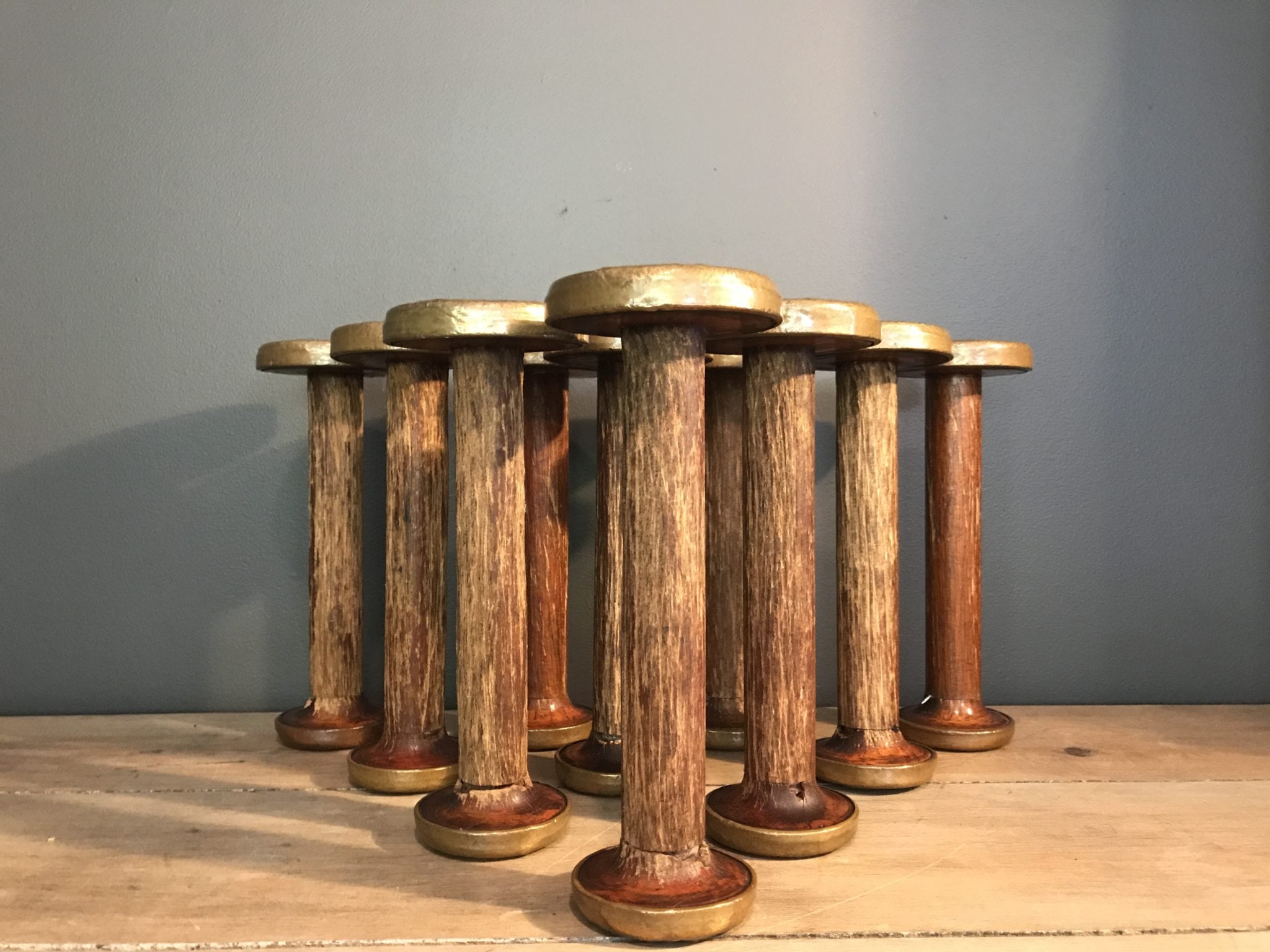 Wooden Vintage Industrial Brass Steamer Bobbins - Column - HD Wallpaper 