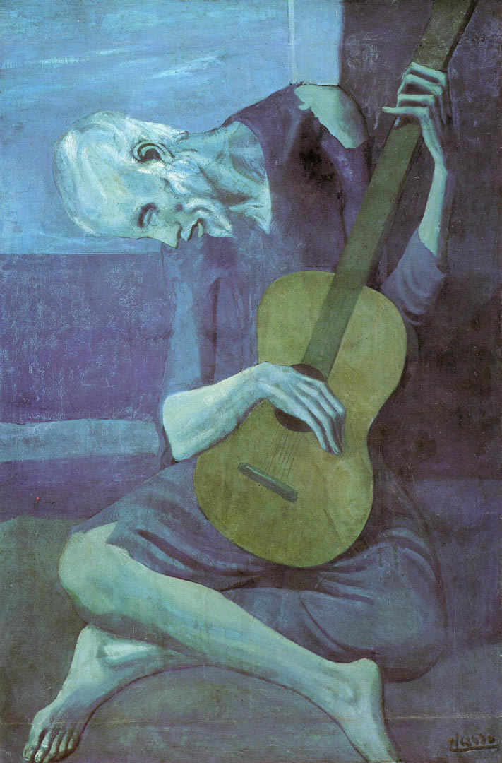 The Old Guitarist - Pablo Picasso - HD Wallpaper 