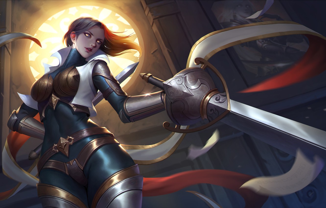 Photo Wallpaper Girl, The Game, Armor, Style, Sword, - League Of Legends Caitlyn Sexy - HD Wallpaper 