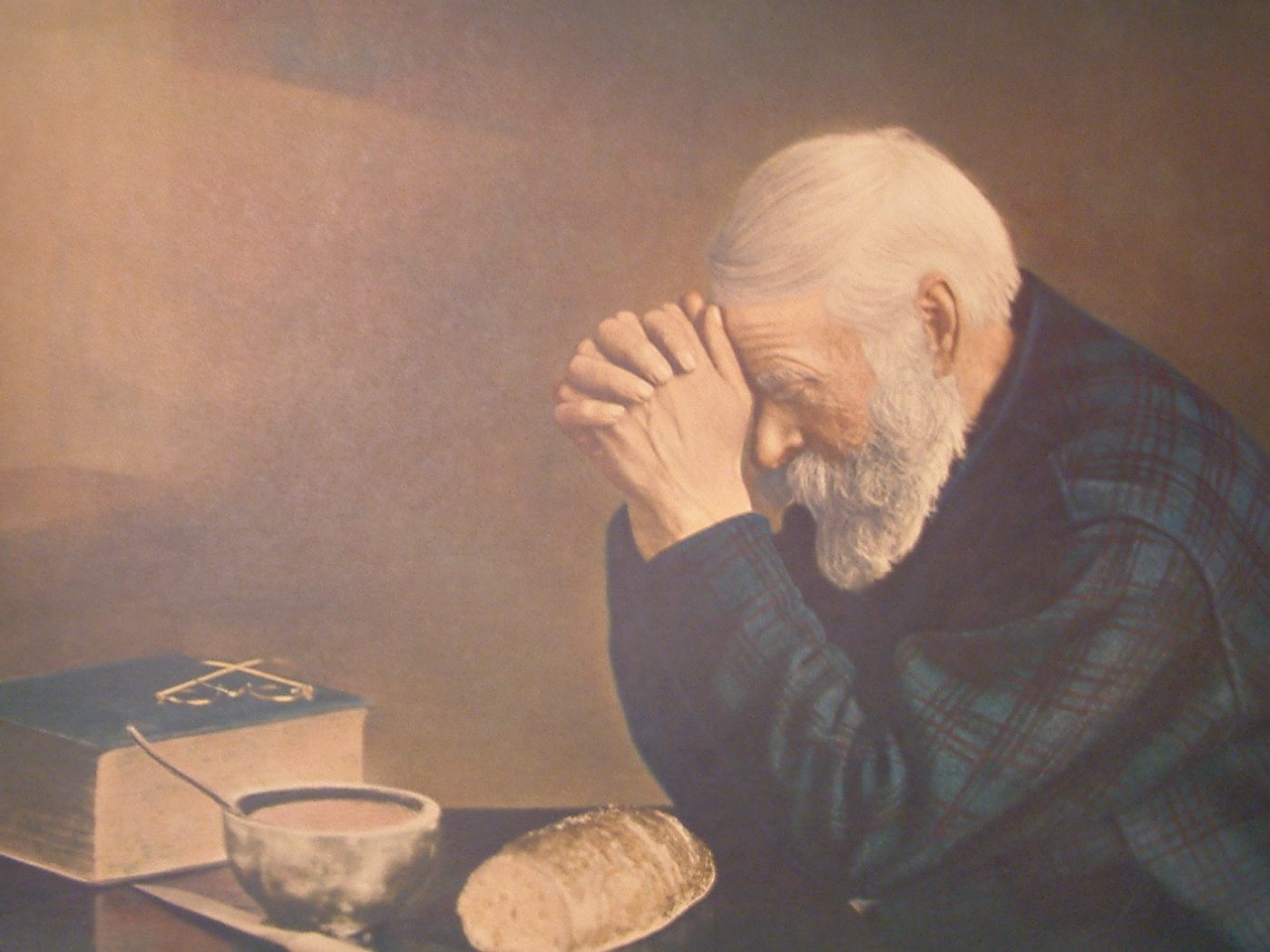 Praying Hands Painting - Old Man Praying - HD Wallpaper 