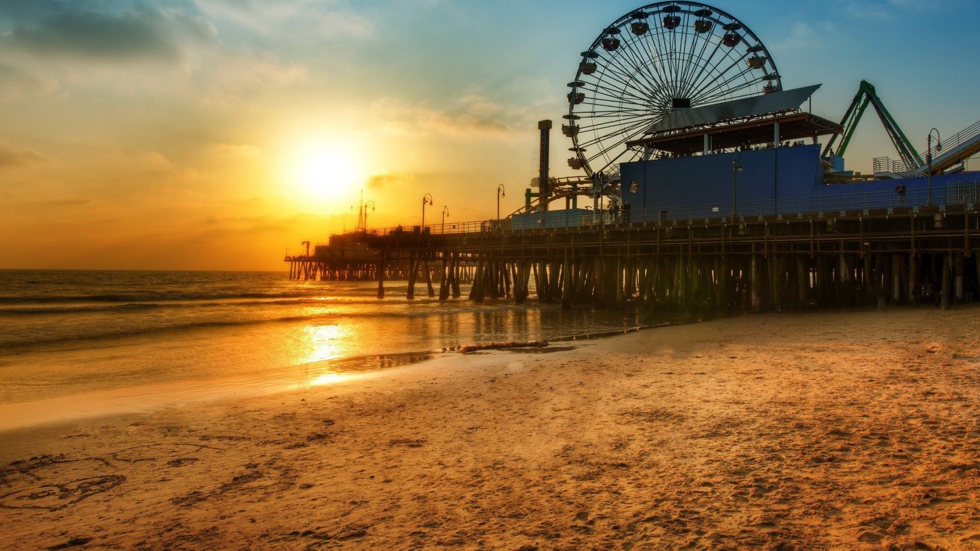 Beach Desktop Background - Santa Monica Pier - HD Wallpaper 