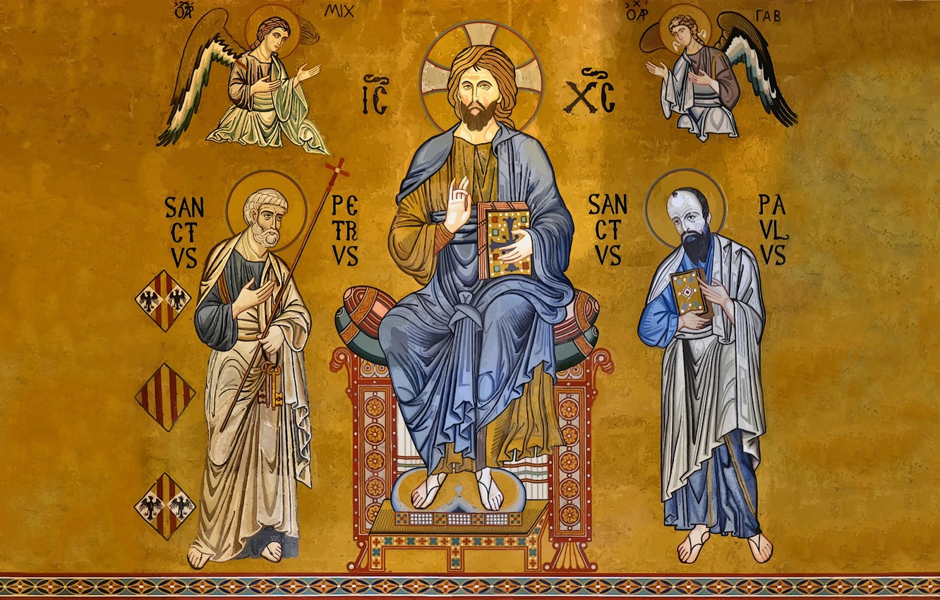 Photo Wallpaper Gold, Angels, God, King, Church, Sanctus, - Cappella Palatina - HD Wallpaper 