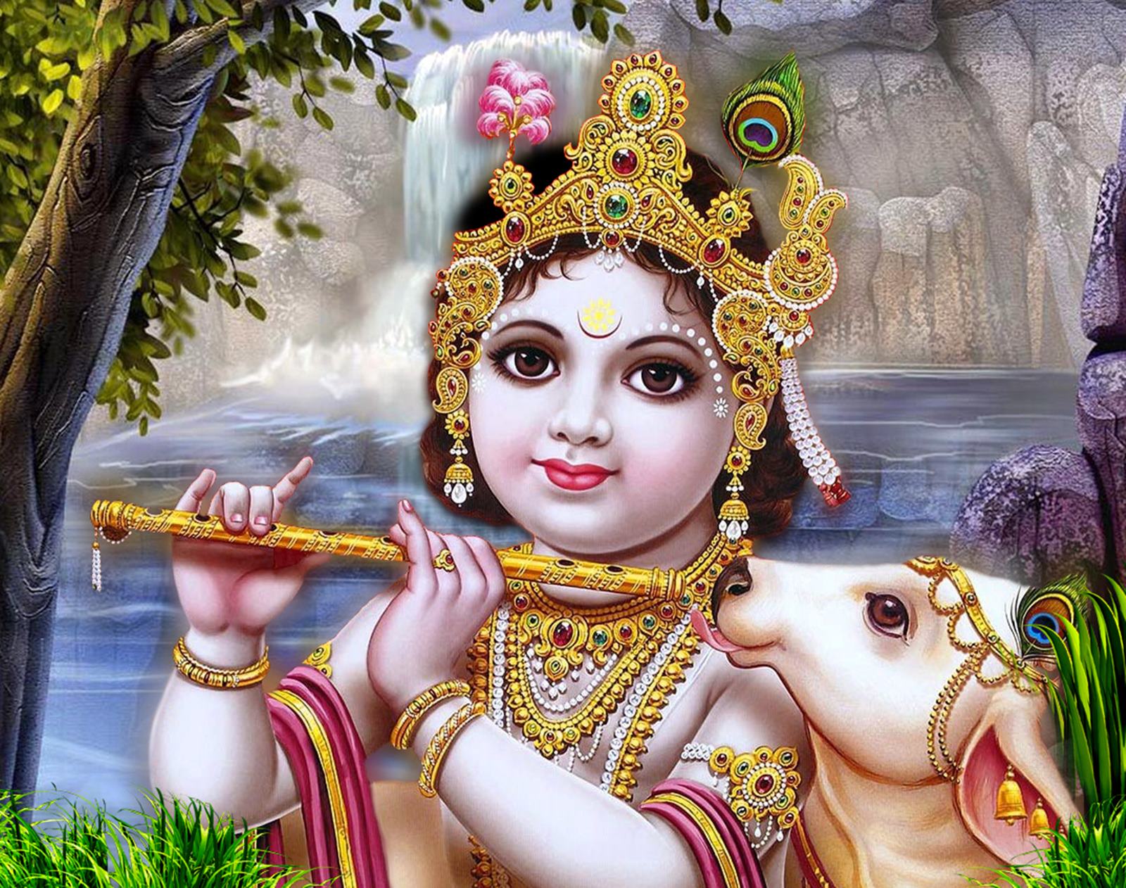 Krishna Beautiful God Wallpaper - Happy Janmashtami Images2019 - HD Wallpaper 